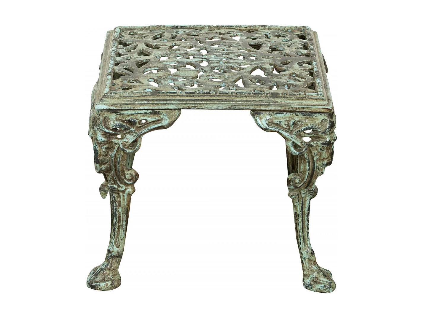 BISCOTTINI Table - Fer Forgé Finition Antique - Table d'Extérieur - Mobilier de Jardin - Terrasse - Balcon - Table en Métal - Table Basse - 50x50x42cm