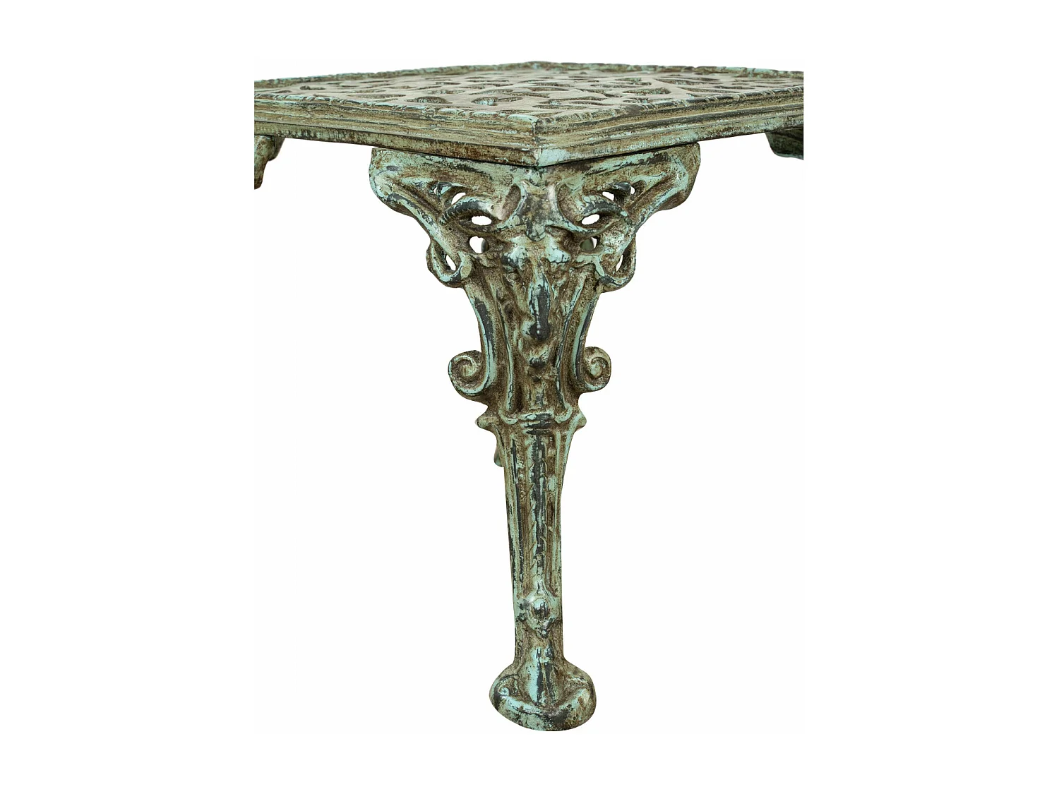 BISCOTTINI Table - Fer Forgé Finition Antique - Table d'Extérieur - Mobilier de Jardin - Terrasse - Balcon - Table en Métal - Table Basse - 50x50x42cm