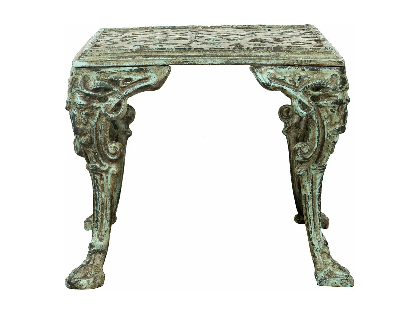 BISCOTTINI Table - Fer Forgé Finition Antique - Table d'Extérieur - Mobilier de Jardin - Terrasse - Balcon - Table en Métal - Table Basse - 50x50x42cm