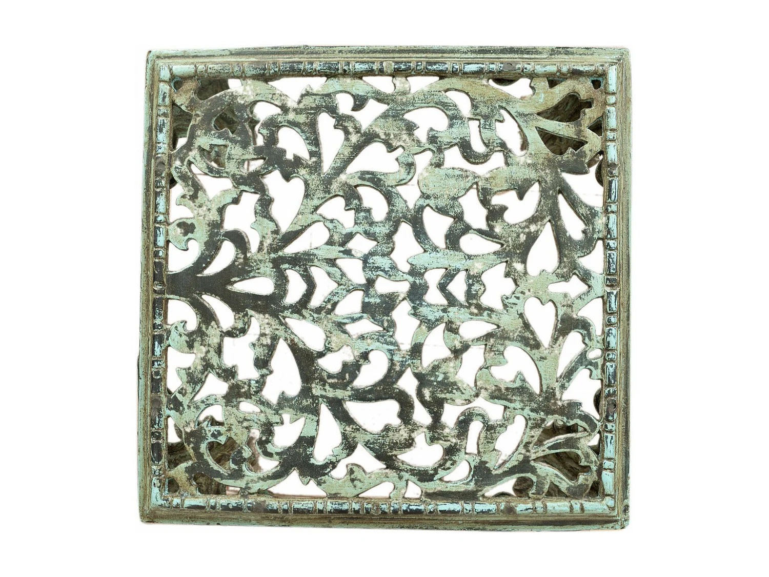 BISCOTTINI Table - Fer Forgé Finition Antique - Table d'Extérieur - Mobilier de Jardin - Terrasse - Balcon - Table en Métal - Table Basse - 50x50x42cm