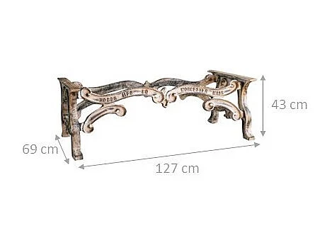 BISCOTTINI Table - Fer Forgé Finition Antique - Table d'Extérieur - Mobilier de Jardin - Terrasse - Balcon - Table en Métal - Table Basse -127x69x43cm