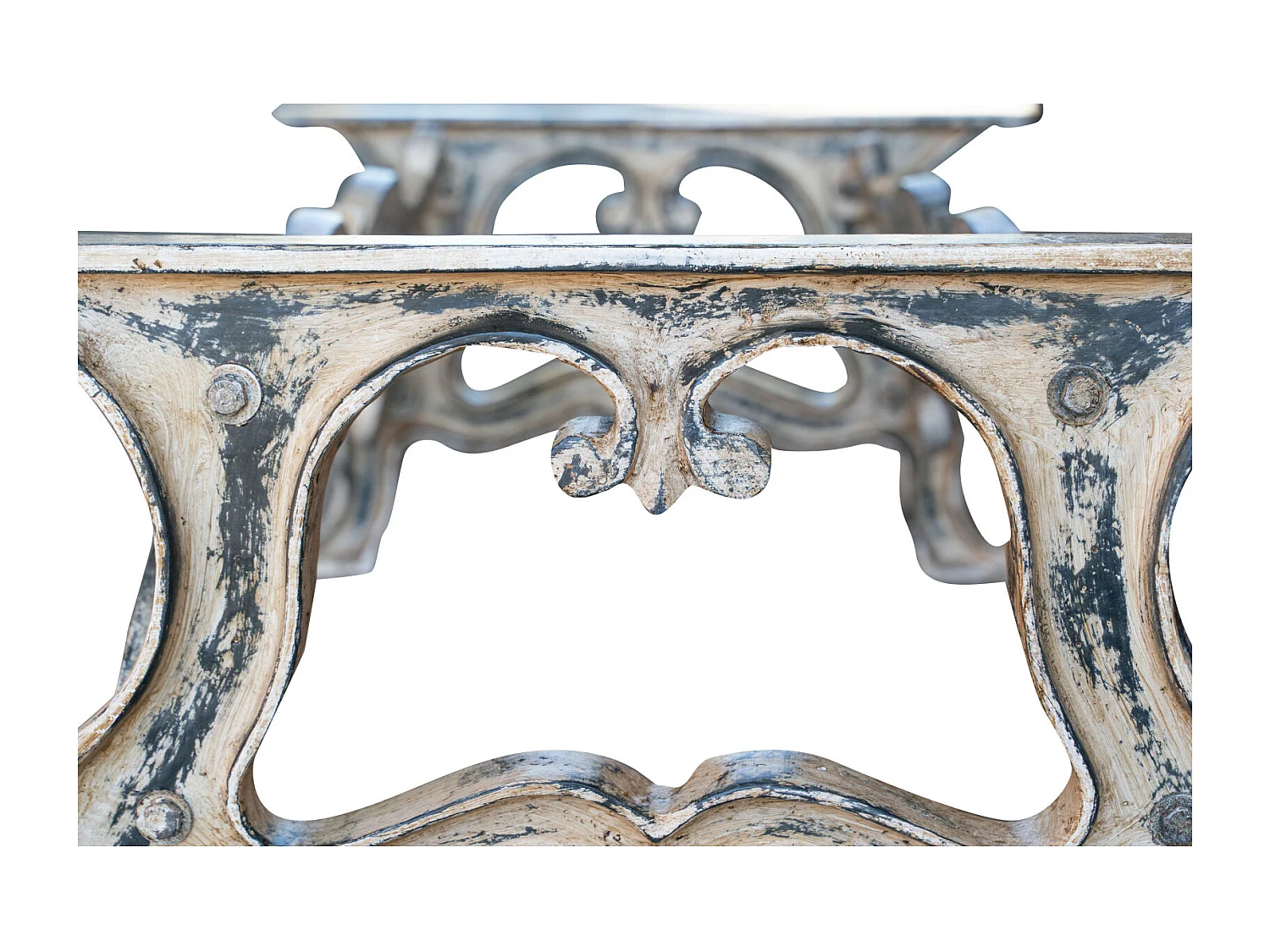 BISCOTTINI Table - Fer Forgé Finition Antique - Table d'Extérieur - Mobilier de Jardin - Terrasse - Balcon - Table en Métal - Table Basse -127x69x43cm