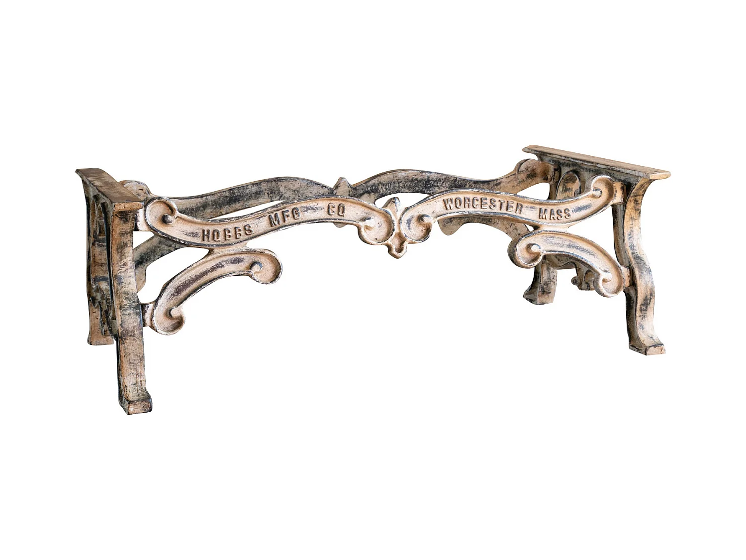 BISCOTTINI Table - Fer Forgé Finition Antique - Table d'Extérieur - Mobilier de Jardin - Terrasse - Balcon - Table en Métal - Table Basse -127x69x43cm
