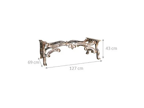 BISCOTTINI Table - Fer Forgé Finition Antique - Table d'Extérieur - Mobilier de Jardin - Terrasse - Balcon - Table en Métal - Table Basse -127x69x43cm