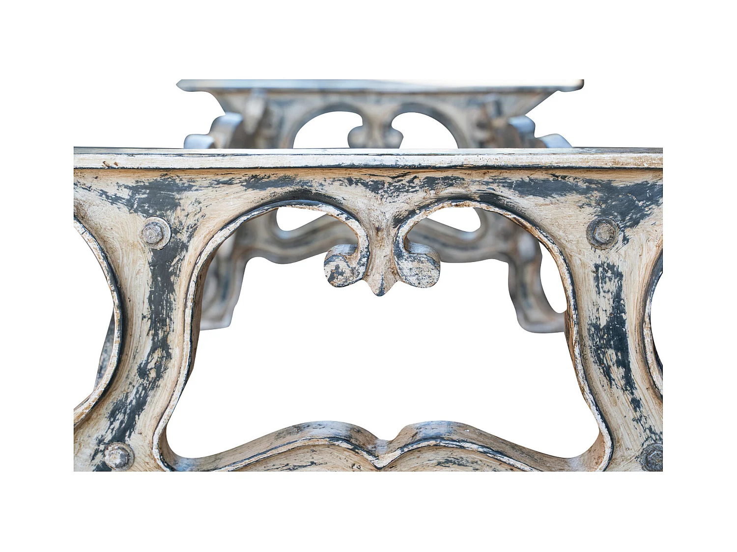 BISCOTTINI Table - Fer Forgé Finition Antique - Table d'Extérieur - Mobilier de Jardin - Terrasse - Balcon - Table en Métal - Table Basse -127x69x43cm