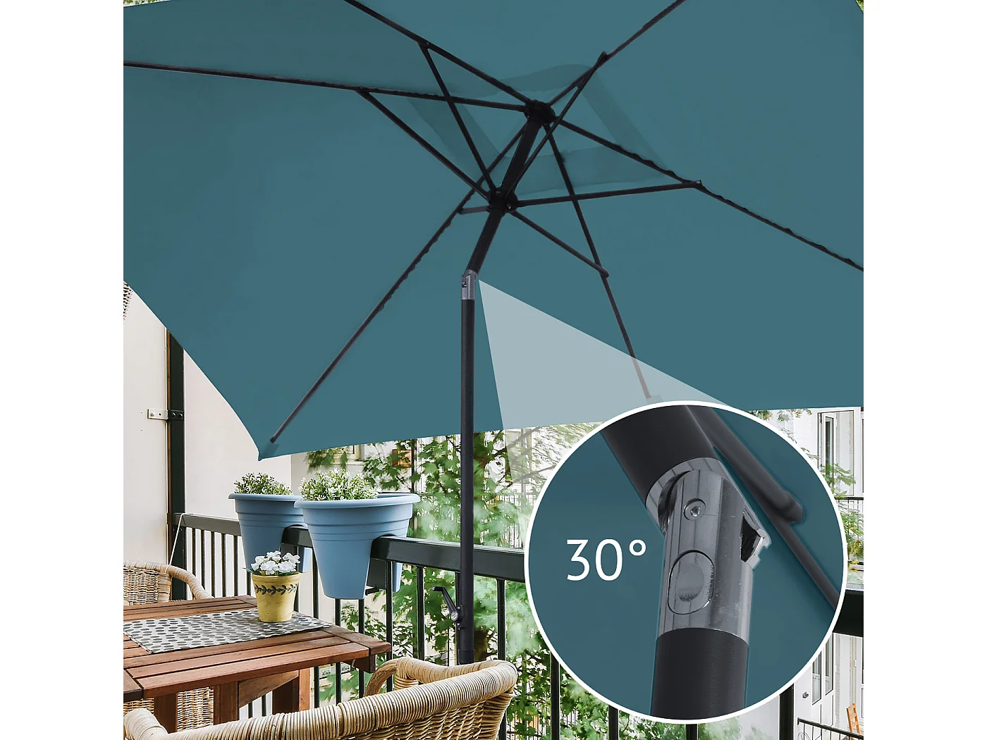 Parasol de balcon rectangulaire avec Housse de protection