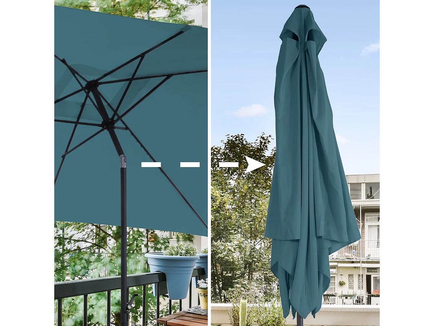 Parasol de balcon rectangulaire avec Housse de protection