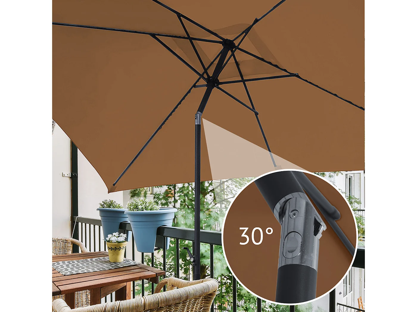 Parasol de balcon rectangulaire avec Housse de protection