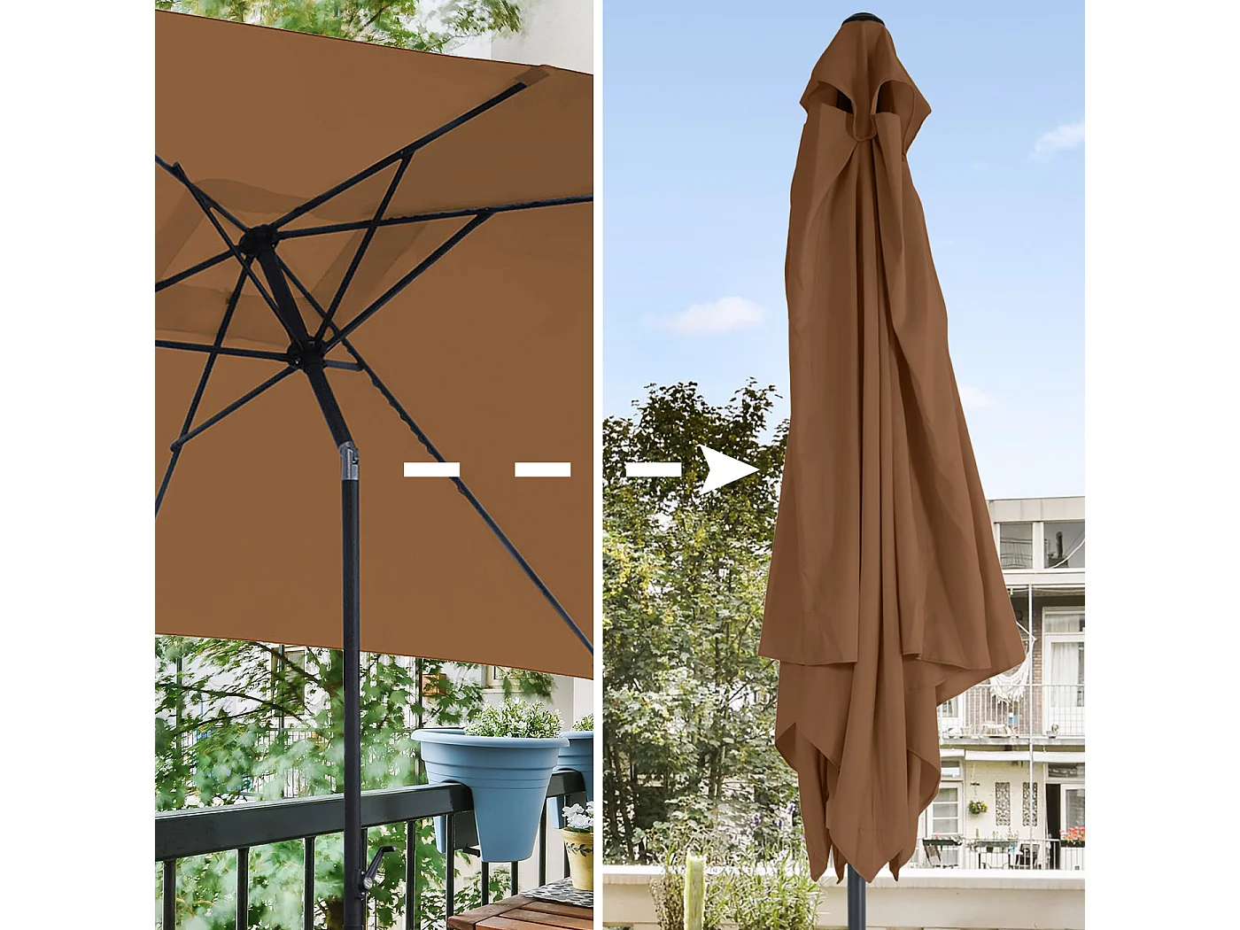 Parasol de balcon rectangulaire avec Housse de protection