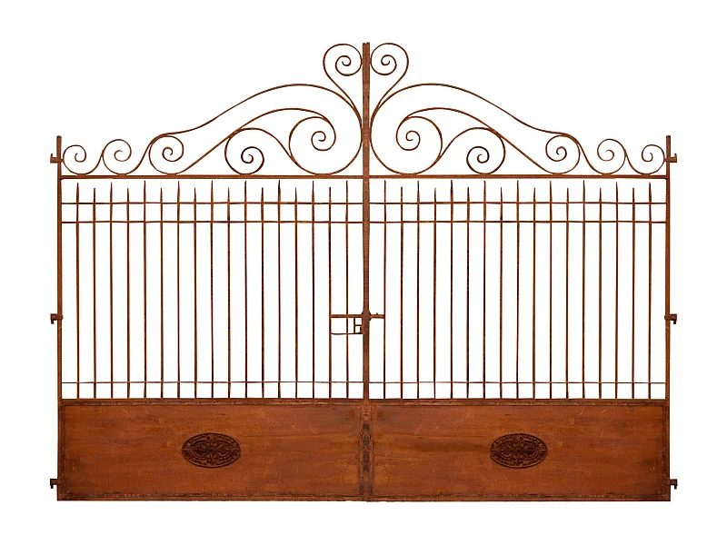 BISCOTTINI Portail en fer - Fer massif avec détails ornementaux - Clôture en fer - Portail en métal - Porte décorative - Portail d'entrée - 400x8x300cm