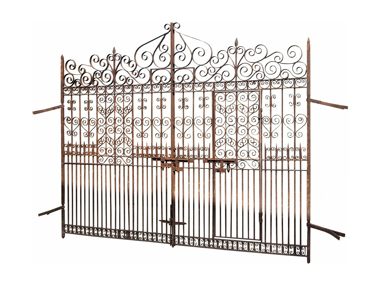 BISCOTTINI Portail en fer - Fer massif avec détails ornementaux - Clôture en fer - Portail en métal - Porte décorative - Portail d'entrée - 360x10x300cm