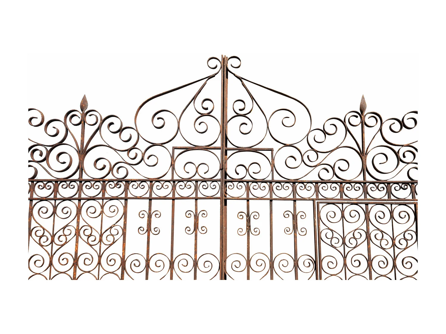 BISCOTTINI Portail en fer - Fer massif avec détails ornementaux - Clôture en fer - Portail en métal - Porte décorative - Portail d'entrée - 360x10x300cm