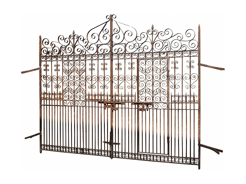 BISCOTTINI Portail en fer - Fer massif avec détails ornementaux - Clôture en fer - Portail en métal - Porte décorative - Portail d'entrée - 360x10x300cm