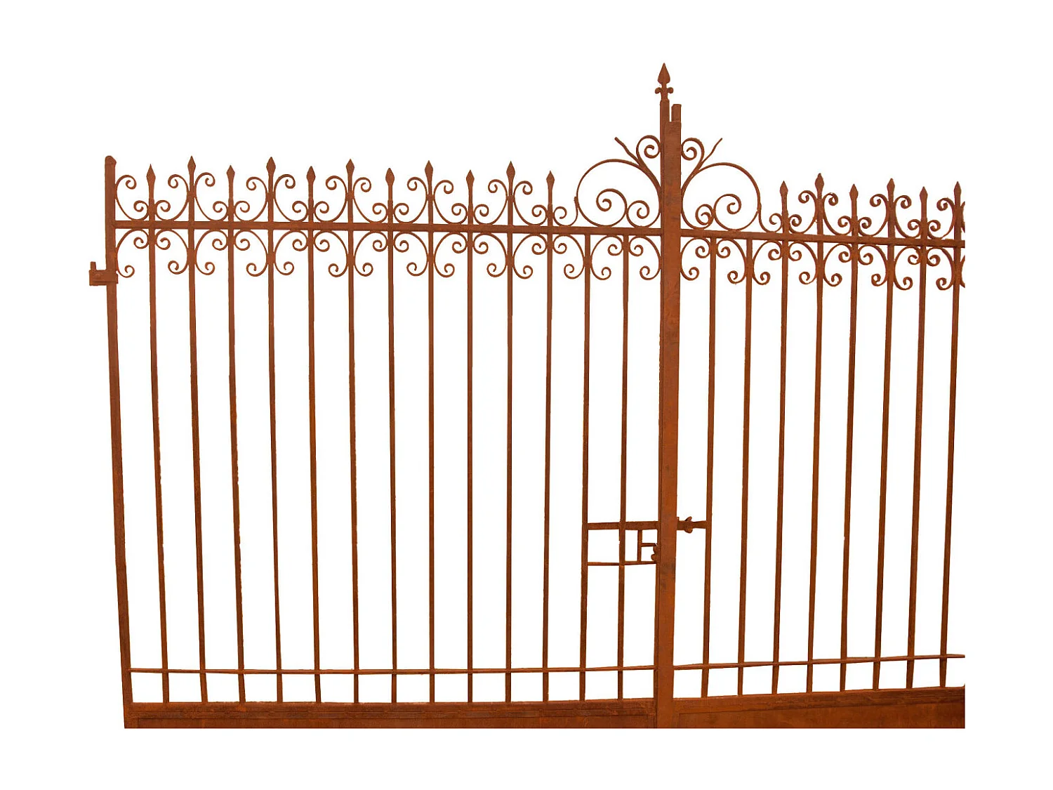 BISCOTTINI Portail en fer - Fer massif avec détails ornementaux - Clôture en fer - Portail en métal - Porte décorative - Portail d'entrée - 332x8x245cm