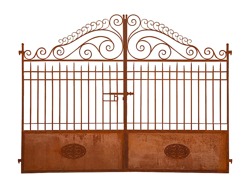 BISCOTTINI Portail en fer - Fer massif avec détails ornementaux - Clôture en fer - Portail en métal - Porte décorative - Portail d'entrée - 320x8x245cm