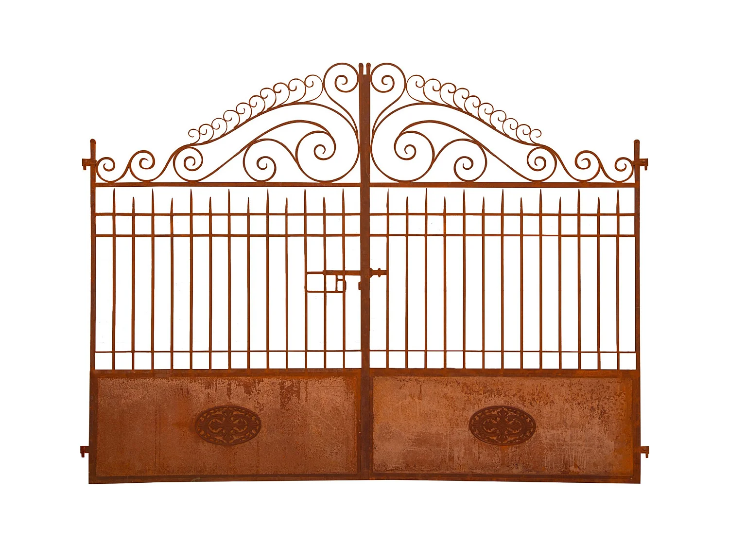 BISCOTTINI Portail en fer - Fer massif avec détails ornementaux - Clôture en fer - Portail en métal - Porte décorative - Portail d'entrée - 320x8x245cm