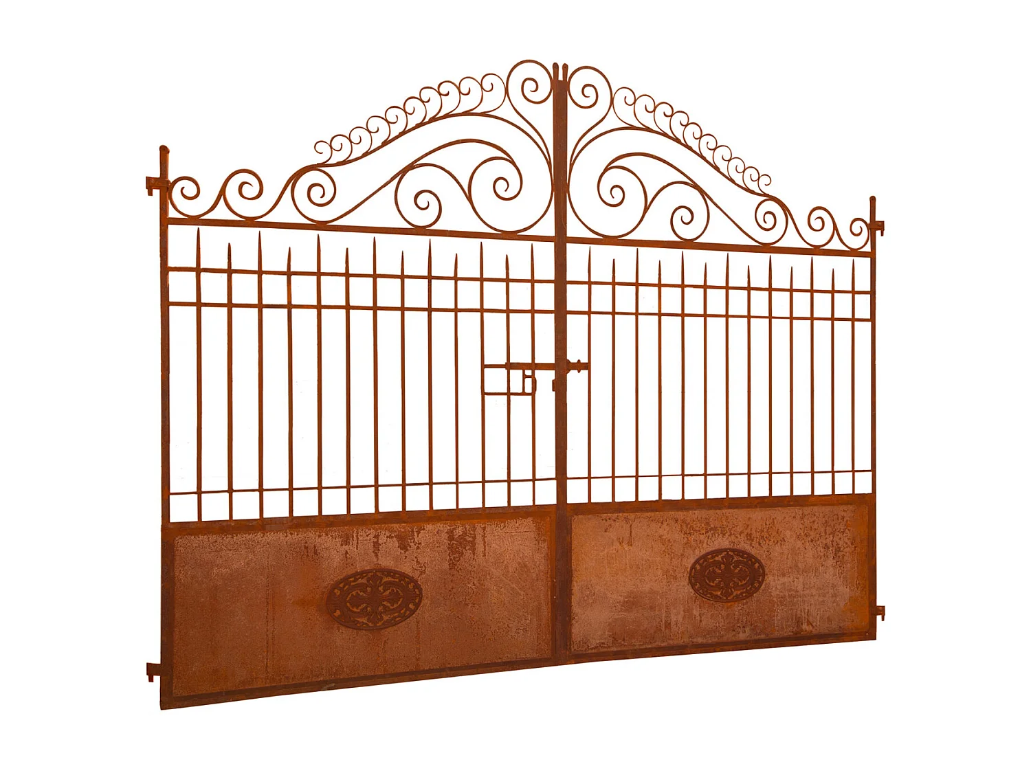 BISCOTTINI Portail en fer - Fer massif avec détails ornementaux - Clôture en fer - Portail en métal - Porte décorative - Portail d'entrée - 320x8x245cm