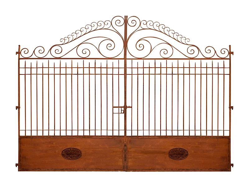BISCOTTINI Portail en fer - Fer massif avec détails ornementaux - Clôture en fer - Portail en métal - Porte décorative - Portail d'entrée - 400x8x245cm