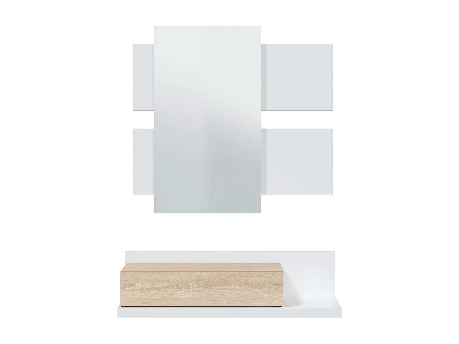 Consola suspendida con 1 cajón y 1 espejo L75 cm - TEKKAN