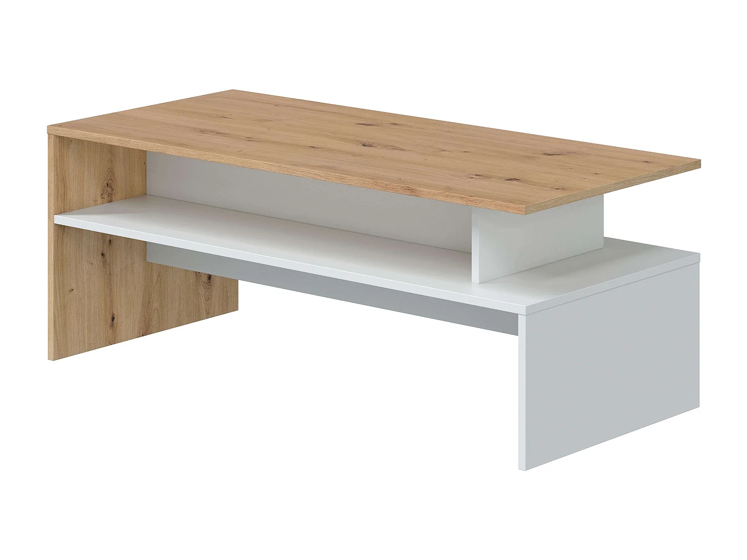 Mesa Centro Lyra Roble Nody Blanco Artik 108x43 cm