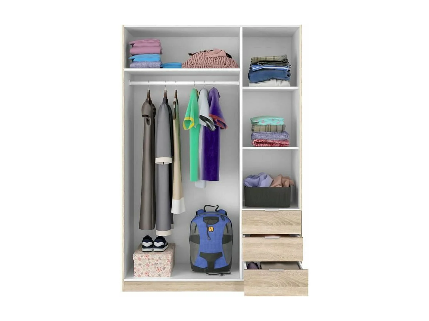 Roupeiro LCX 3 portas 3 gavetas Roble Canadian