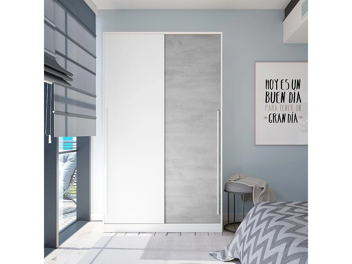 Armoire TOP Blanc Artik et Blanc Vehlo 2 Portes Coulissantes 200x120x50 cm