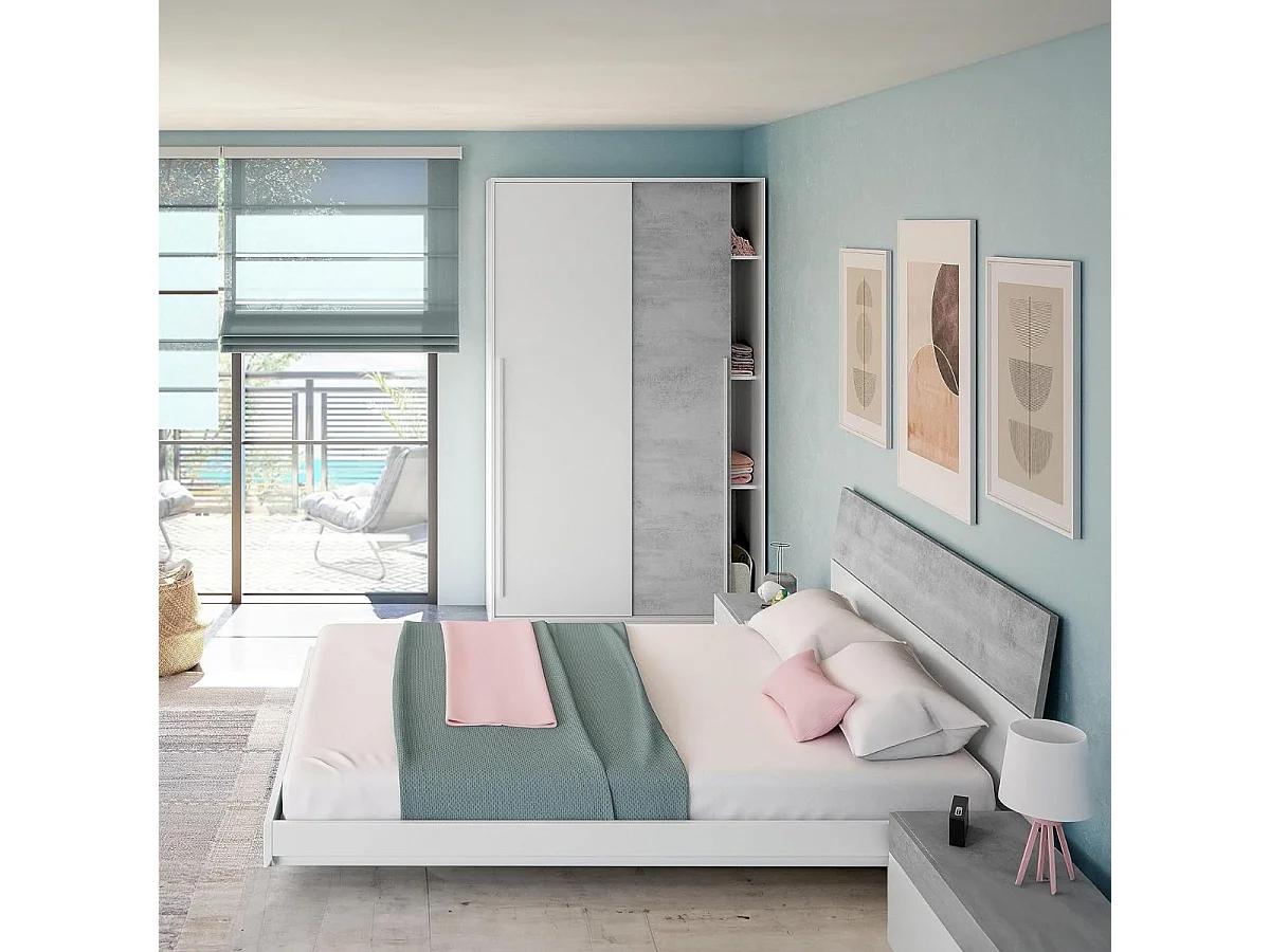 Schrank TOP Weiß Artik und Weiß Vehlo 2 Schiebetüren 200x120x50 cm