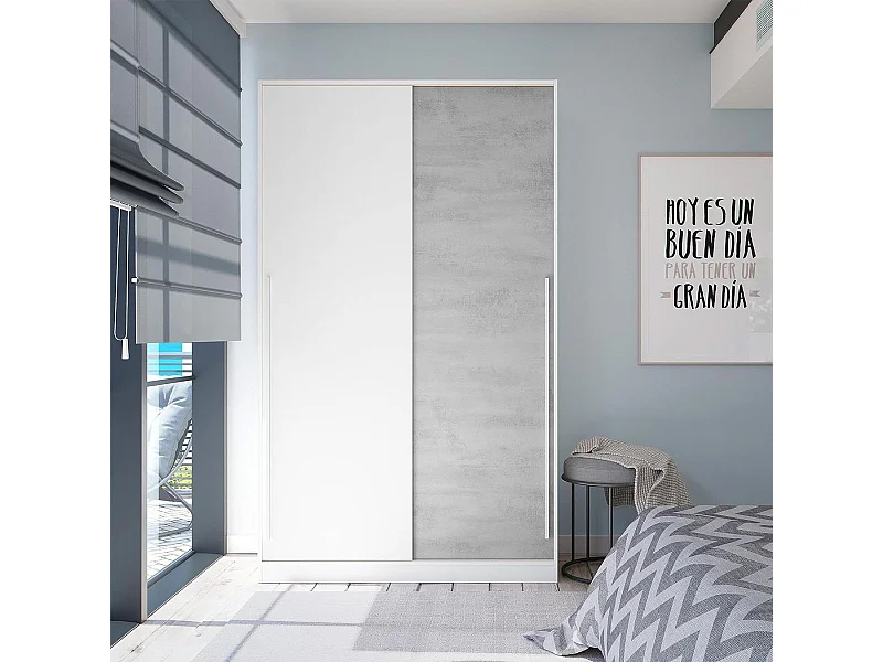 Armário TOP Branco Artik e Branco Vehlo 2 Portas Deslizantes 200x120x50 cm