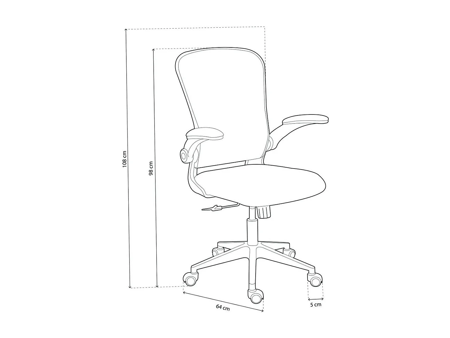 Cadeira de escritório giratória Lexi em cinza e branco com rodas, 66x108x64 cm