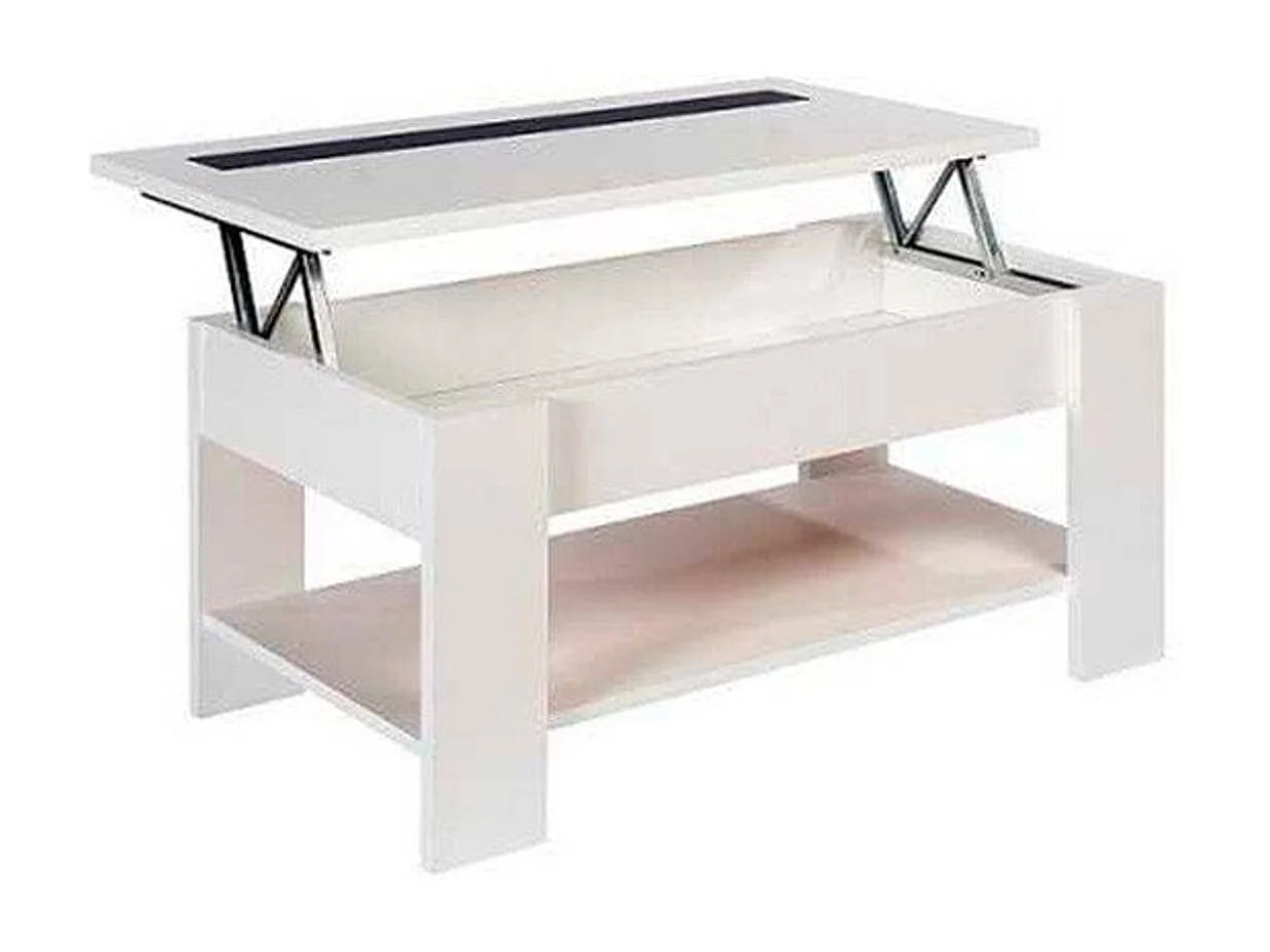 Mesa de centro elevable Águeda blanco 33,8-45,3x90x50 cm