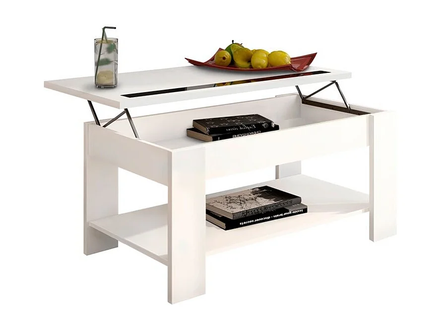 Mesa de centro elevable Águeda blanco 33,8-45,3x90x50 cm