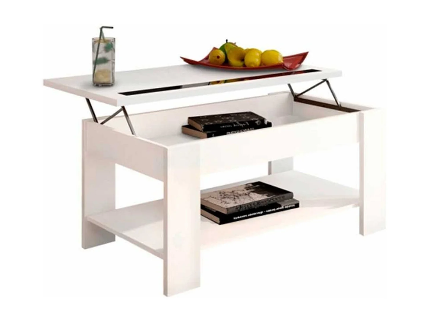 Mesa de centro elevable Águeda blanco 33,8-45,3x90x50 cm
