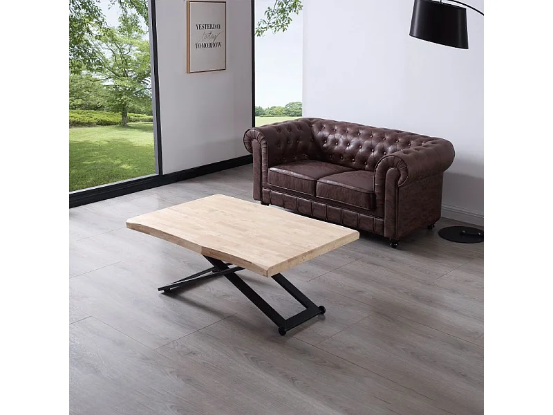 Mesa de centro elevable Lada Fit Negro - Roble
