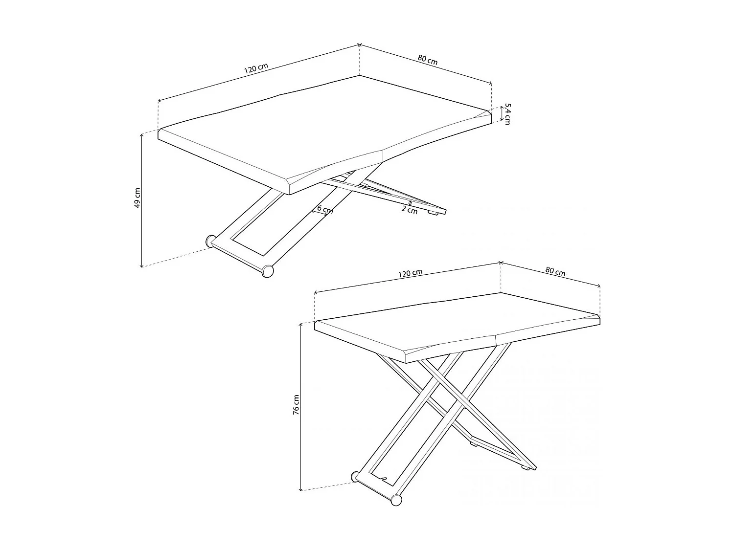 Mesa de centro elevatória Lada Fit