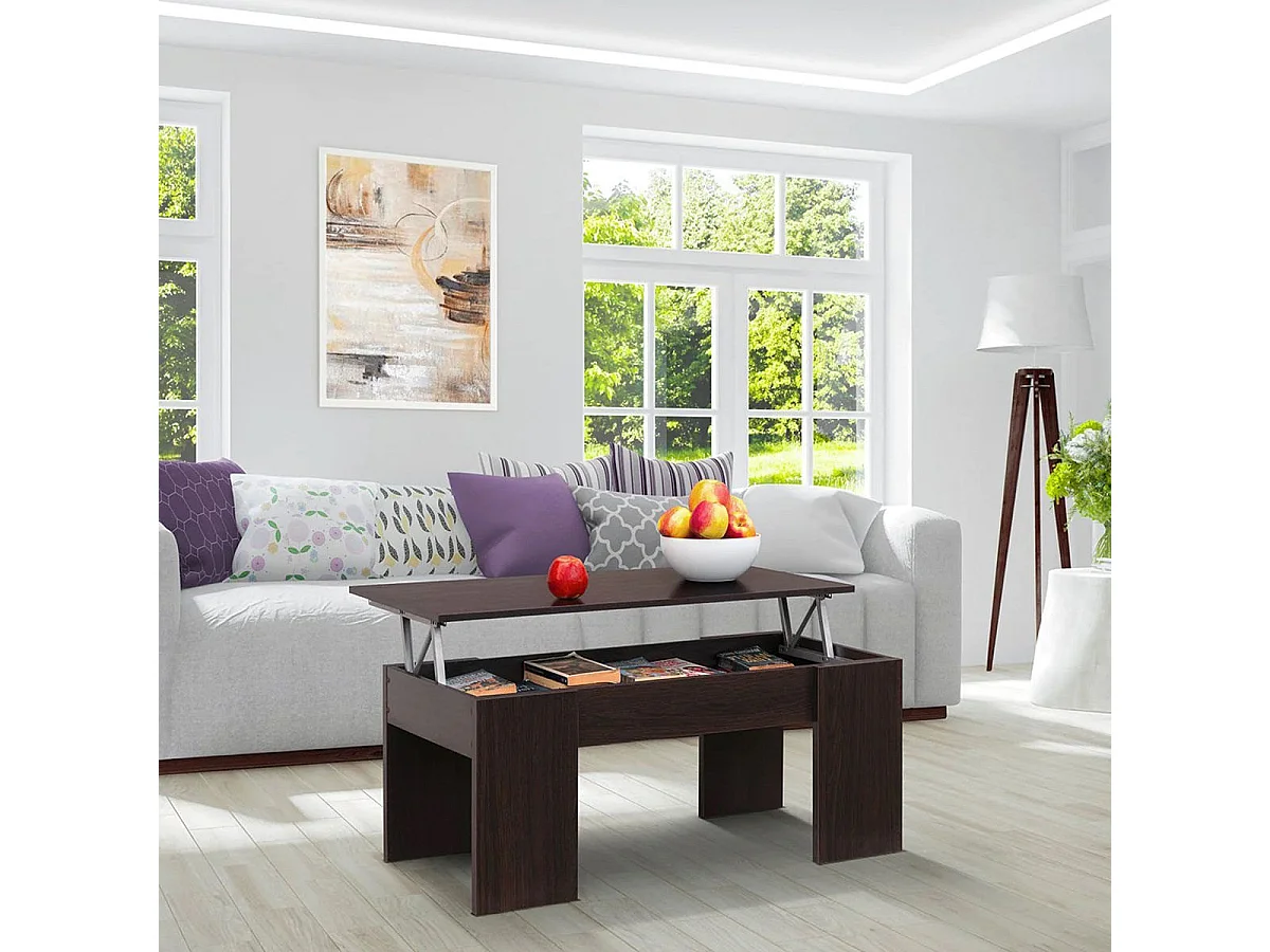 Mesa de centro Gala elevable wengué 45,5-58x90x50-70 cm