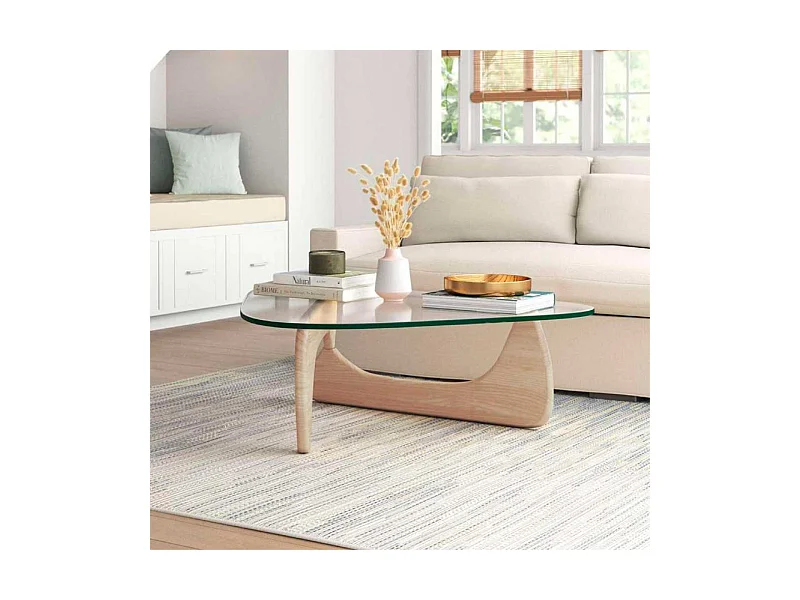 Mesa de centro Leyna forma irregular roble 40x110x70 cm Adec