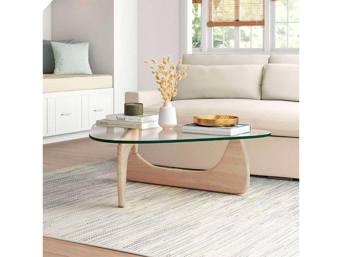 Mesa de centro Leyna forma irregular roble 40x110x70 cm Adec