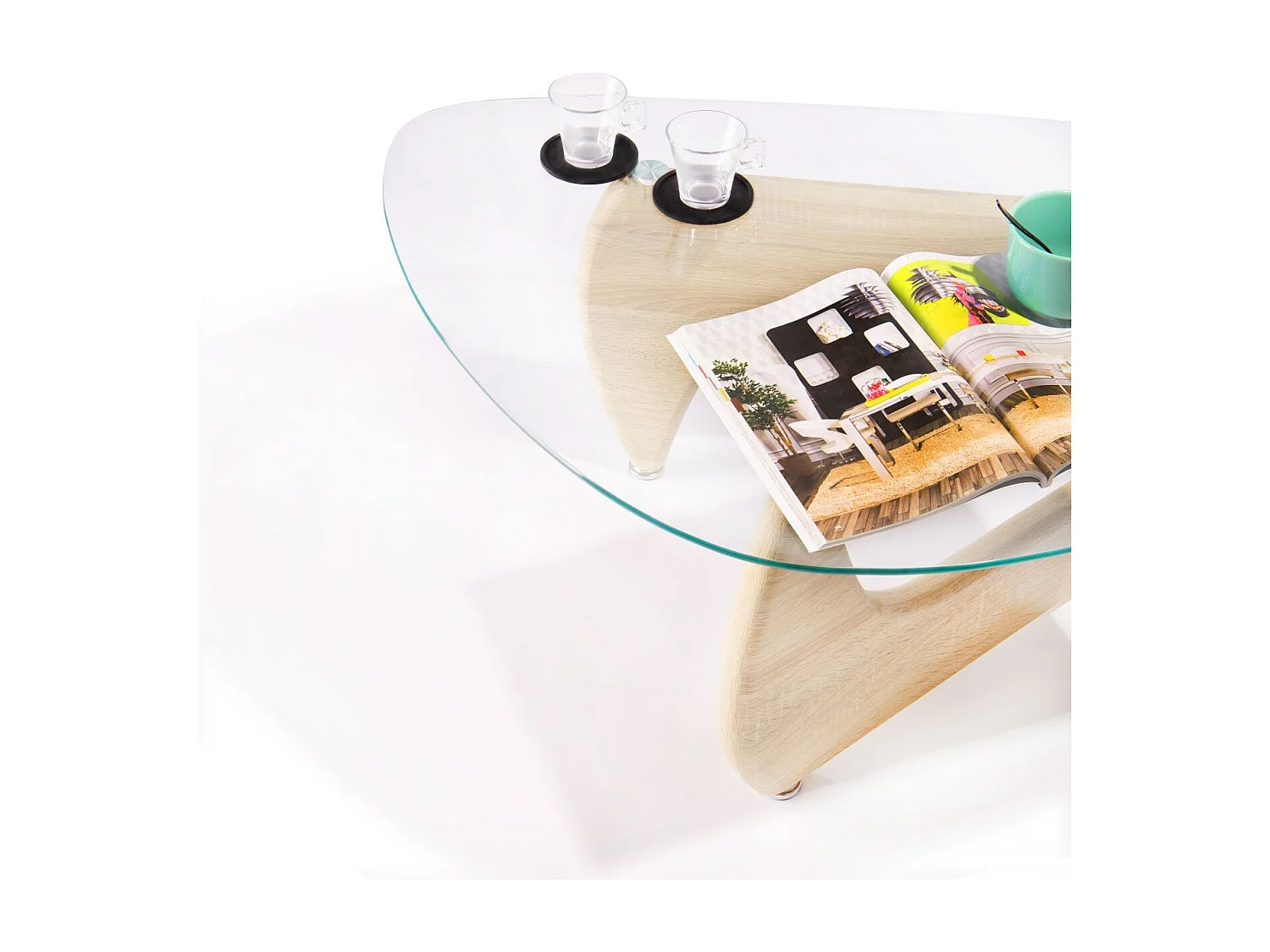 Mesa de centro Leyna forma irregular roble 40x110x70 cm Adec