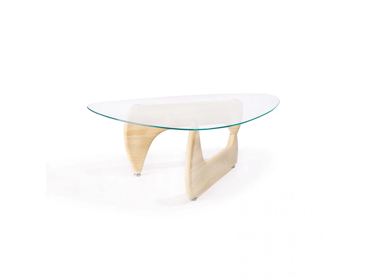 Mesa de centro con sobre de cristal y madera clara 110 cm Leyna Cristal transparente - Madera clara