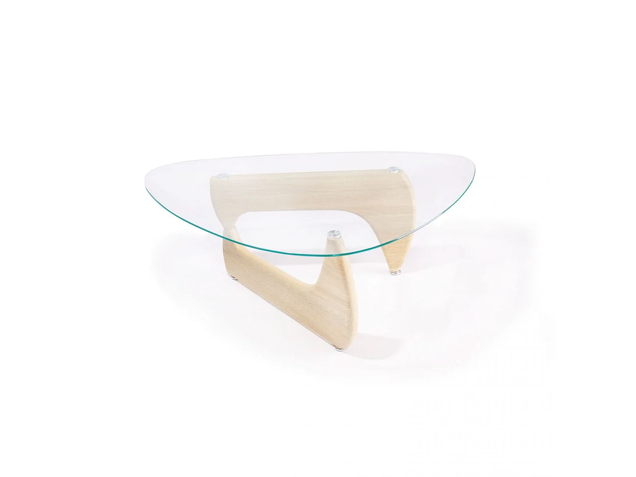 Mesa de centro con sobre de cristal y madera clara 110 cm Leyna Cristal transparente - Madera clara