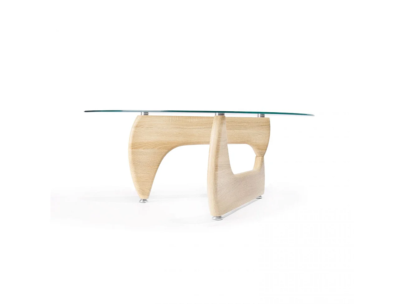 Mesa de centro con sobre de cristal y madera clara 110 cm Leyna Cristal transparente - Madera clara