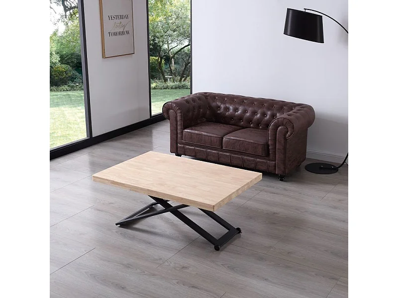 Mesa de centro elevable Lada Negro - Roble