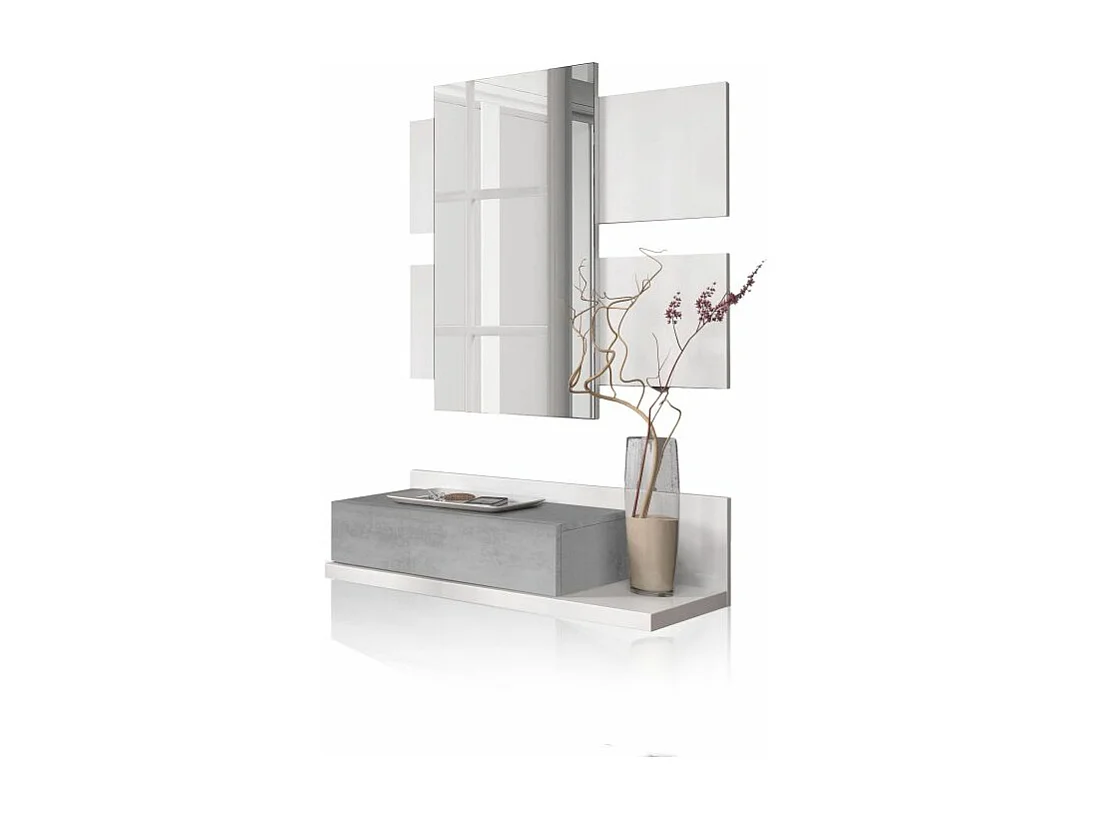 Mueble de recibidor Tekkan Blanco Artik (Blanco Mate) - Gris Cemento
