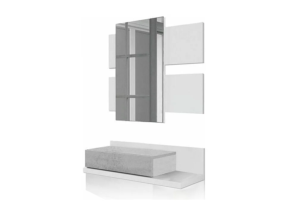 Mueble de recibidor Tekkan Blanco Artik (Blanco Mate) - Gris Cemento