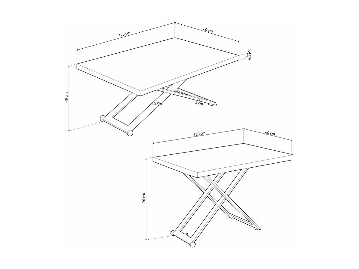 Mesa de centro elevable Lada Blanco - Roble