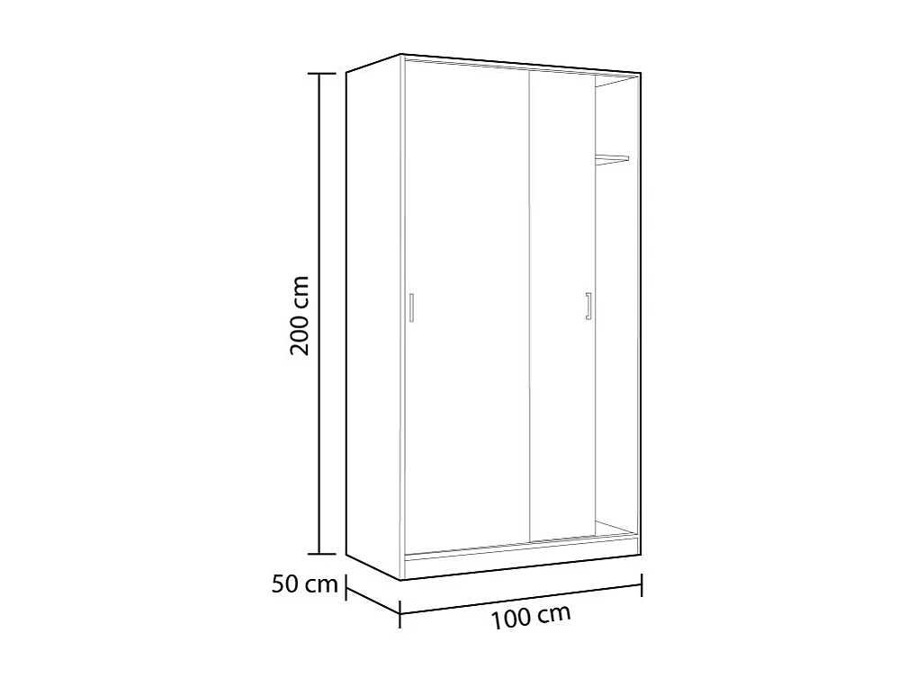 Armario Max 2 puertas correderas roble 200x100x50 cm