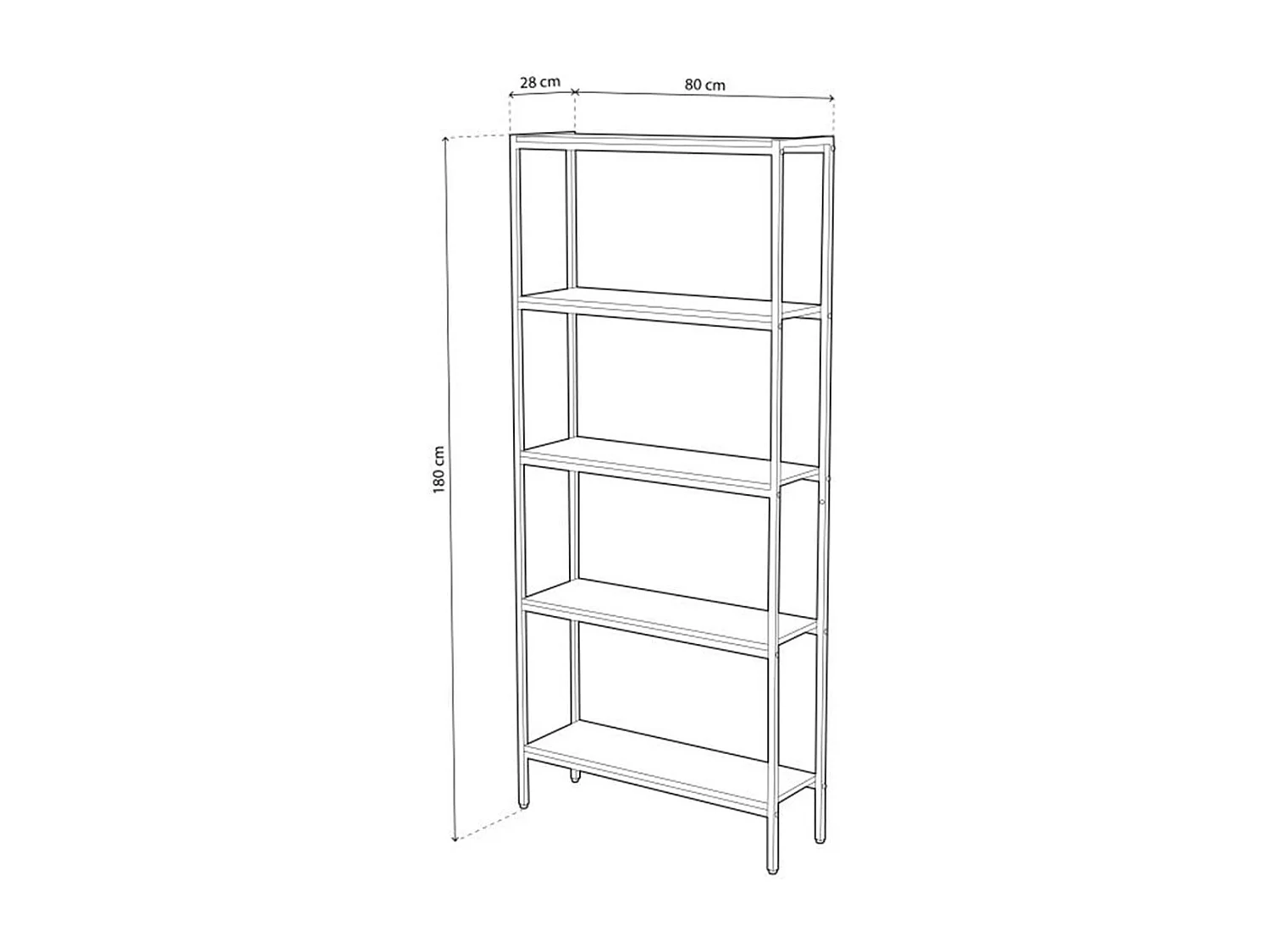 Estantería alta Jack 5 estantes roble Nordish/blanco 180x80x28 cm Adec