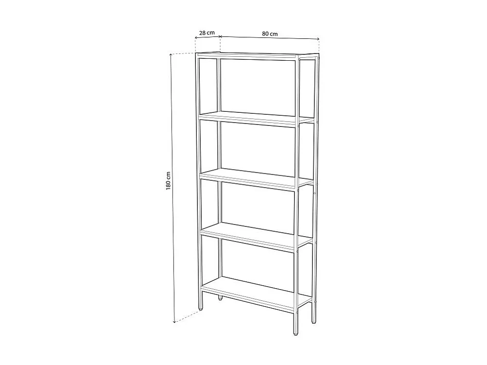 Estantería alta Jack 5 estantes roble Nordish/blanco 180x80x28 cm Adec