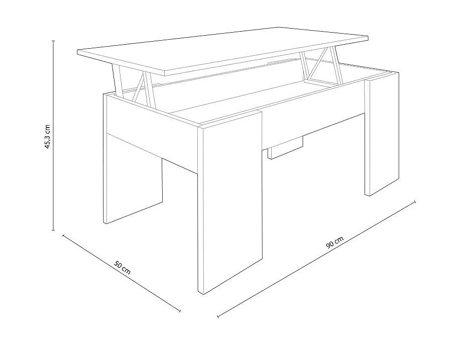 Mesa de centro elevable GALA 90x50x46 cm - BLANCO