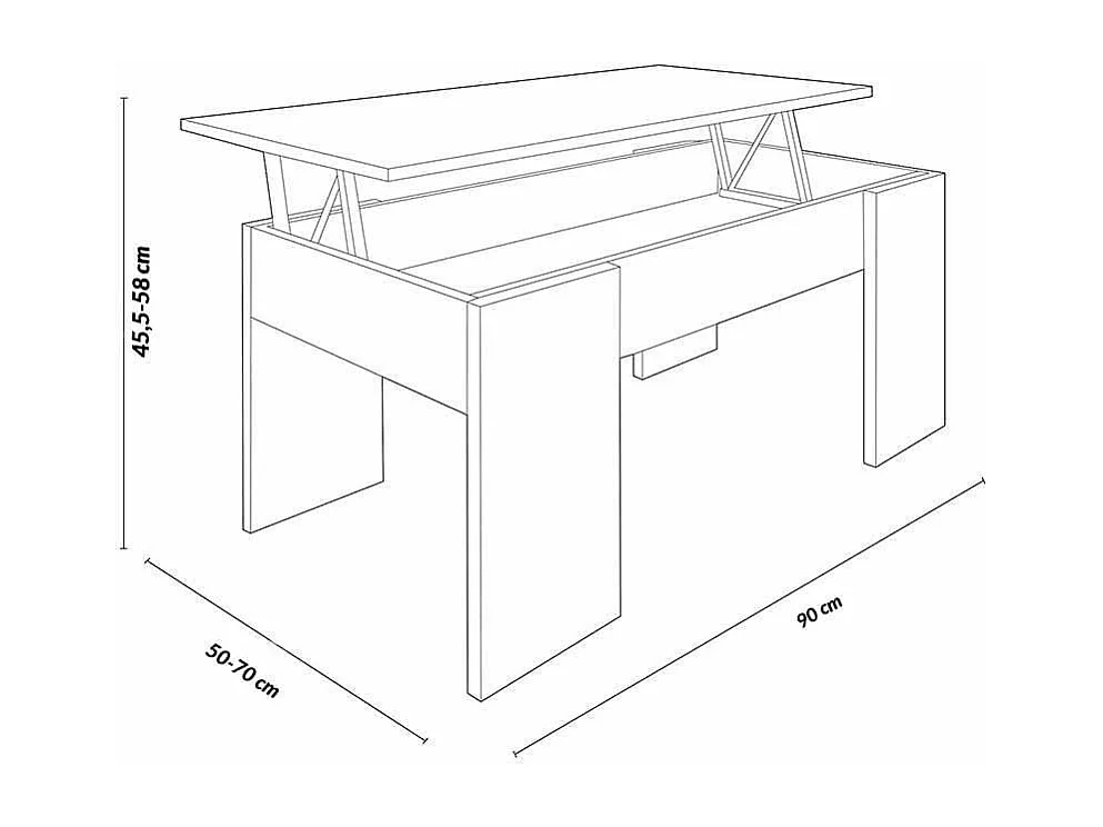 Mesa de centro elevable GALA  90x50x46 cm - CAMBRIA